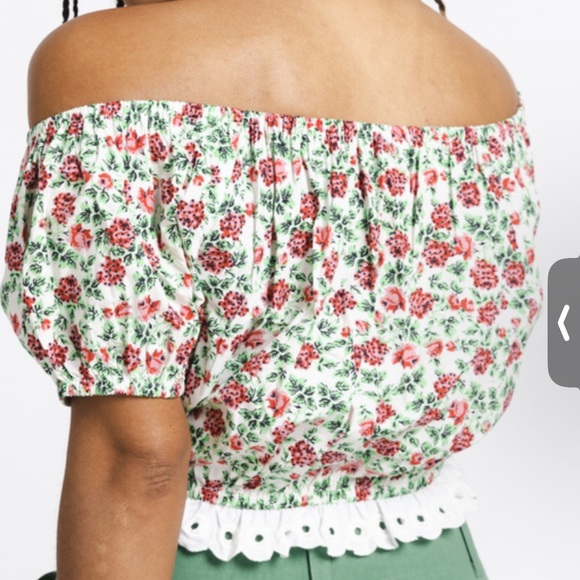 NEW WOMENS BATSHEVA MEDIUM Floral Off-Shoulder Top - Picture 8 of 13
